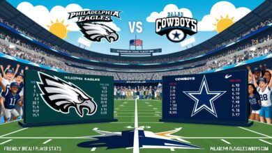 philadelphia eagles vs dallas cowboys match player stats